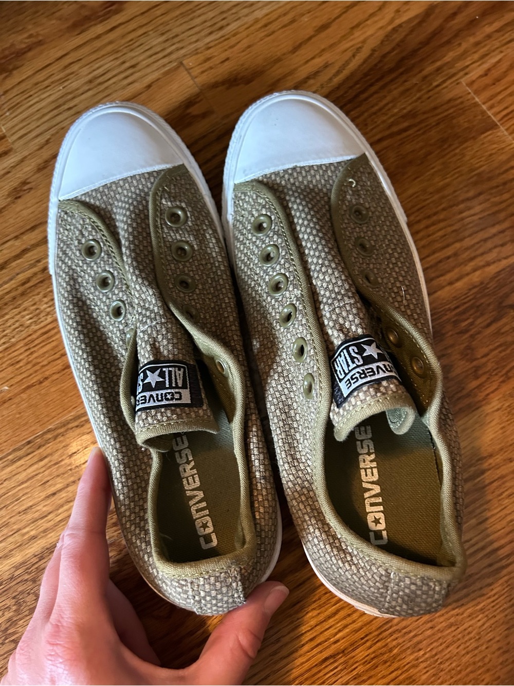 Converse Slip-On Sneakers in Olive Green Canvas - Picture 4 of 7